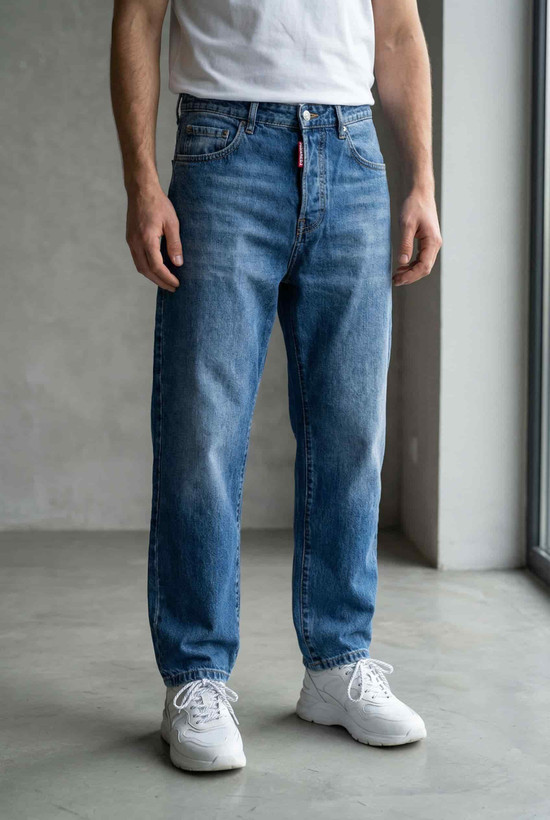 شلوار بگ مردانه آبی بدون زاپ