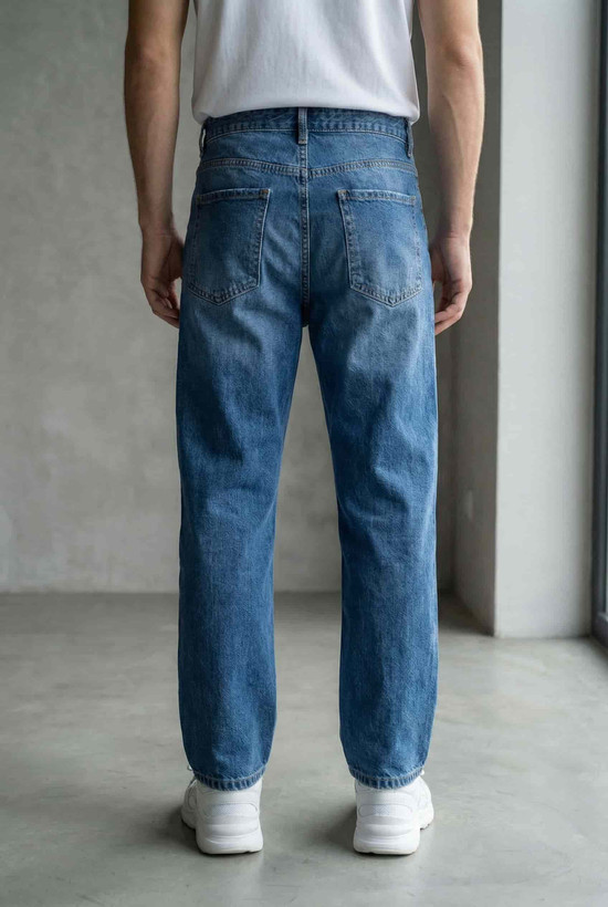 شلوار بگ مردانه آبی بدون زاپ