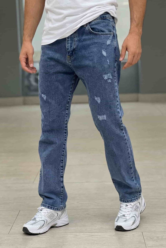 شلوار بگ مردانه آبی زاپدار