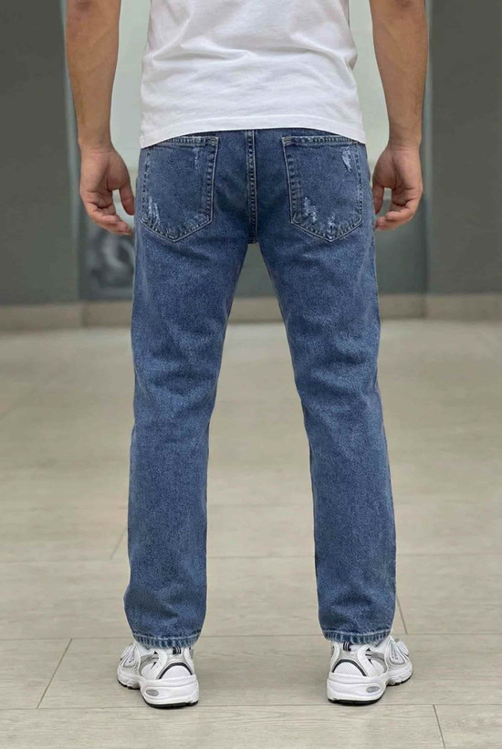 شلوار بگ مردانه آبی زاپدار