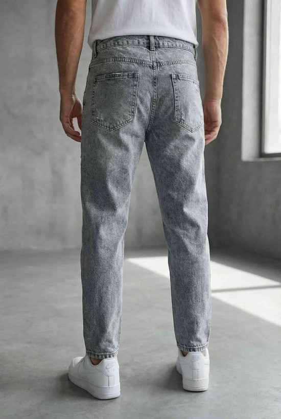 شلوار مام استایل مردانه طوسی زاپدار